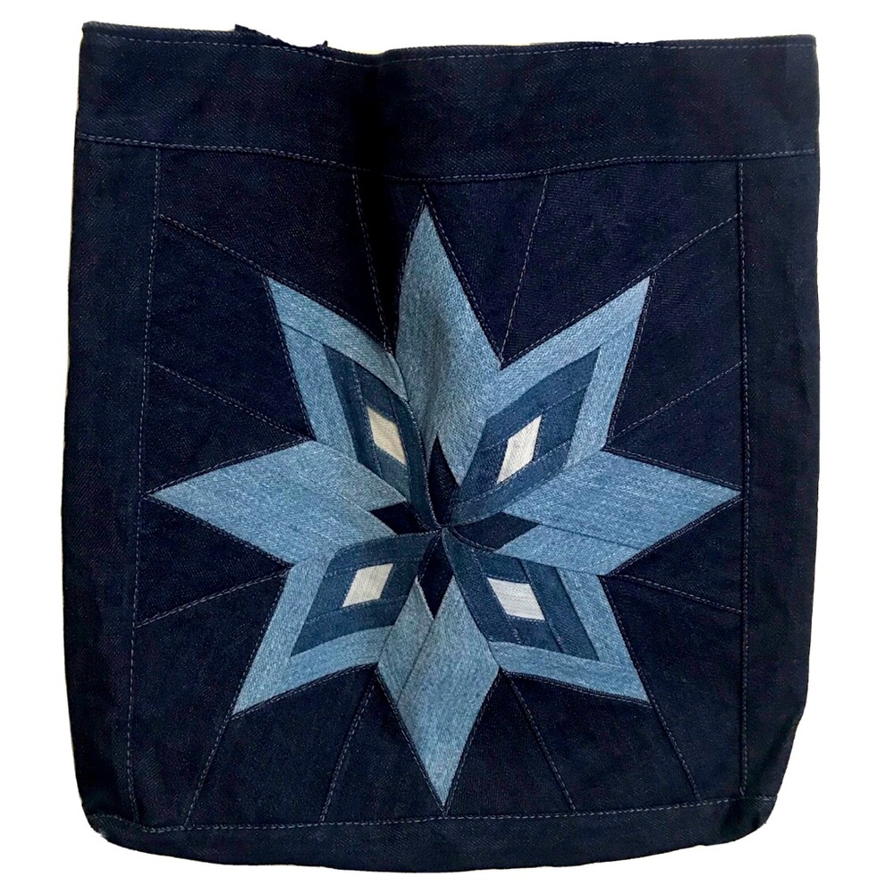 Custom Quilted Patchwork Denim Jeans Tote Bag